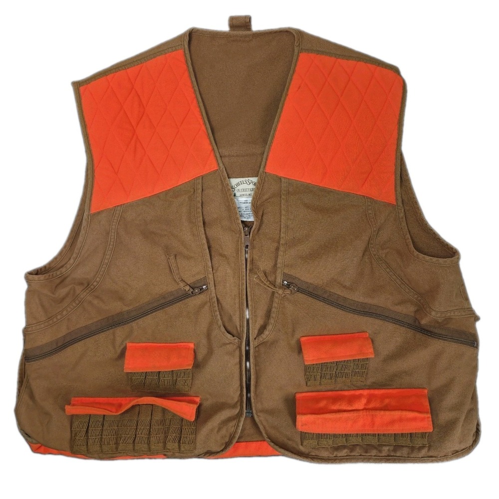 VTG Scheels Sports Shooting Vest Mens 2XL Brown Orange Cotton Hunting Fishing